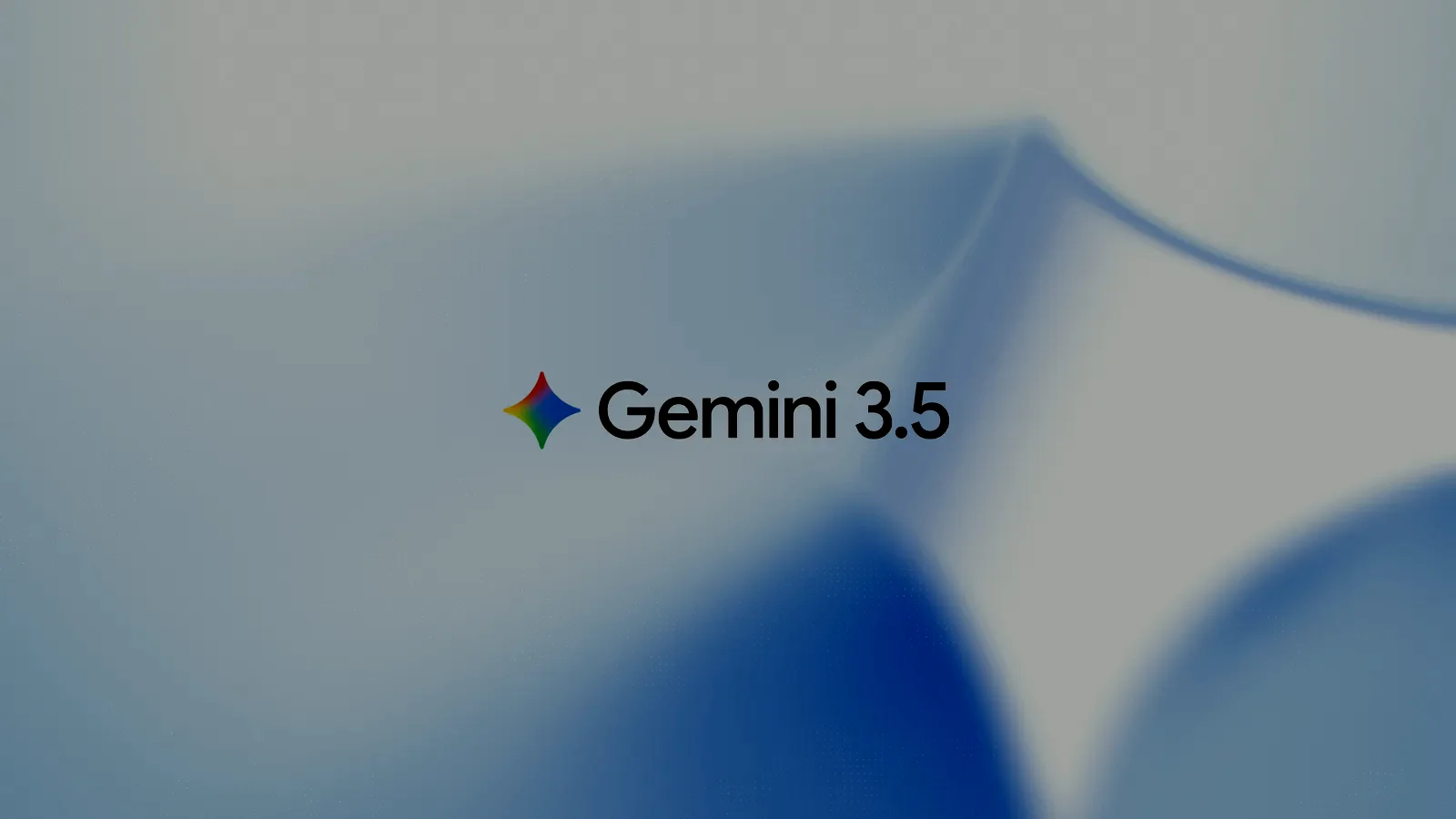 Gemini 3.5 name and multicolor star over an abstract blue field