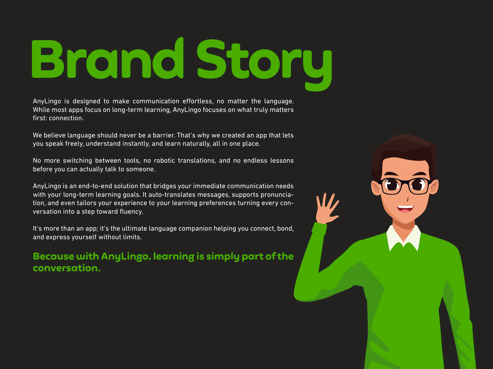 Anylingo Brand project screen 2